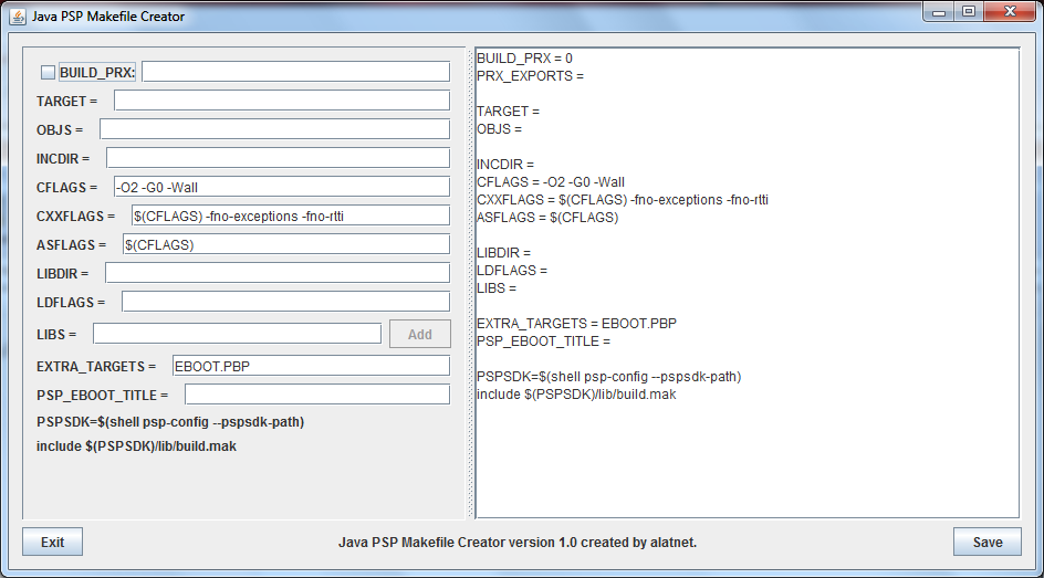 Java PSP Makefile Creator