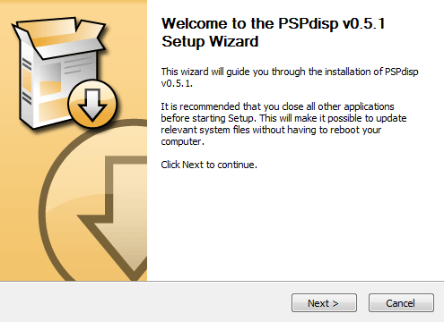PSPDisp Installation PC 001